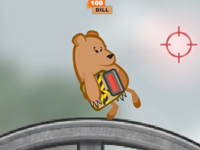 A bear holding a C4 box